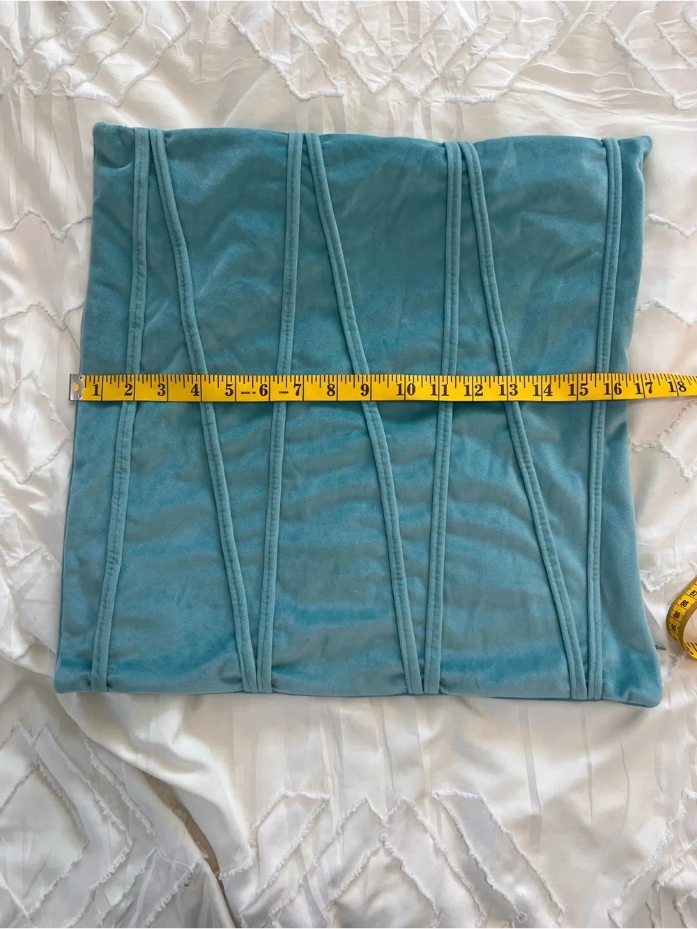 Set of 2 Aqua Blue Velvet Decorative Throw Pillow Covers 18x18 Zip Closure